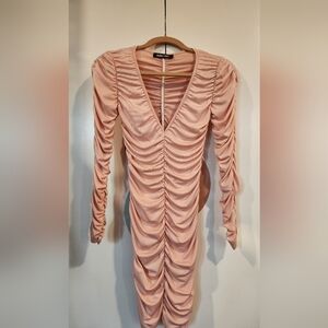 Blush Long Sleeve Ruched Dress